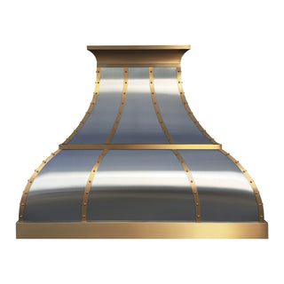 Custom Stainless Steel Range Hood with Brass Rivet s& Straps - SINDA