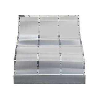 Modern Stainless Steel Kitchen Range Hood with polished straps
