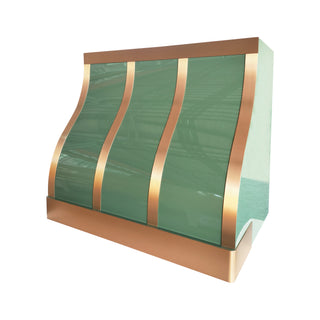 modern custom green stainless steel kitchen vent hood