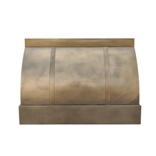 kitchen barrel design aged brass range hood