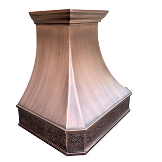 Bronze decorative wall-mounted range hood on a white background