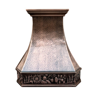 SINDA custom antique copper light hammered range hood.