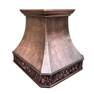 SINDA custom antique copper light hammered range hood.