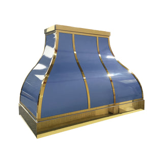 elegant glossy blue stainless steel kitchen hood