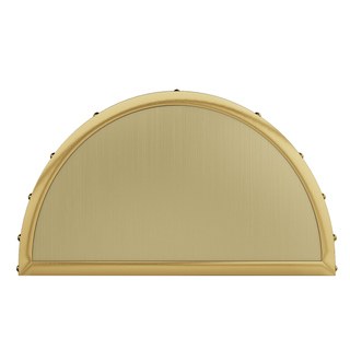 side view of a custom kitchen hood-gently arched barrel shape