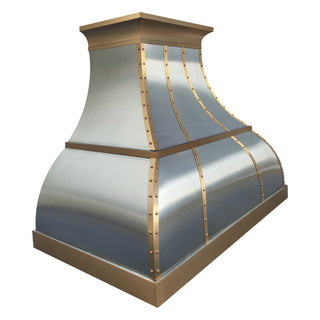 Handcrafted Premium Stainless Steel Range Hood with Brass Rivets & Straps- SINDA