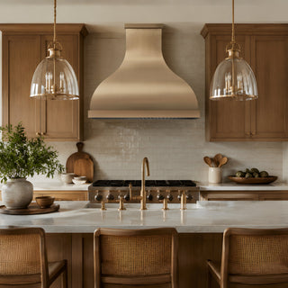 luxury  bell shaped brushed brass kitchen range hood
