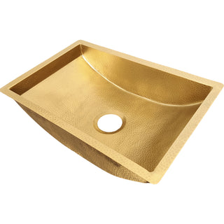 SINDA Elegant Handmade Brushed Brass Light Hammered Kitchen Sink BSK-5-0409Z.