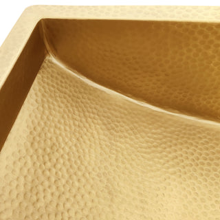 SINDA Elegant Handmade Brushed Brass Light Hammered Kitchen Sink  Details.