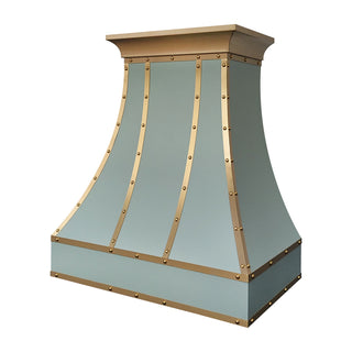 green custom wall-mounted stainless steel kitchen vent hood