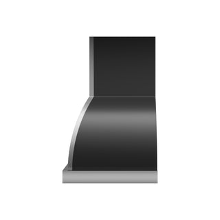 Black Stainless Steel Kitchen Hood with Brushed Stainless Steel Straps and Apron- SINDA