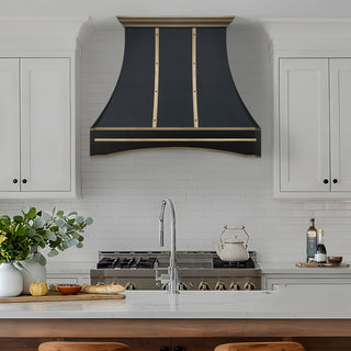 [CUSTOM] SINDA Handcrafted Curved Black Stainless Steel Kitchen Hood SRH3-C2STR-BP