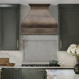 Handmade Kitchen Brass Vent Hood in a Modern Kitchen