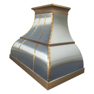 Wall Mount Stainless Steel Range Hood with Brass Accents - SINDA