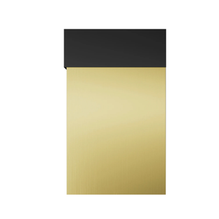 black stainless steel top and brushed brass range hood