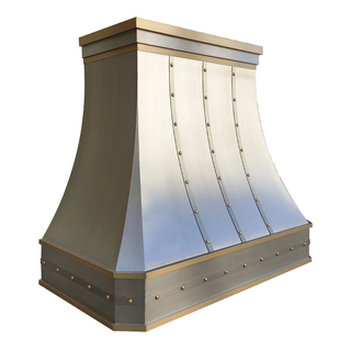 Stainless Steel Range Hood with Gold Accents
