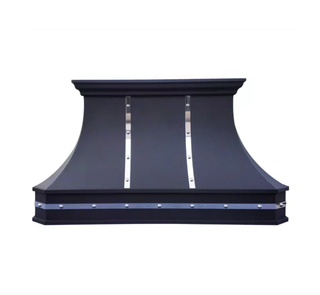 [CUSTOM] SINDA Curved Black Stainless Steel Kitchen Hood With Polished Straps SRH3-C2PTRM