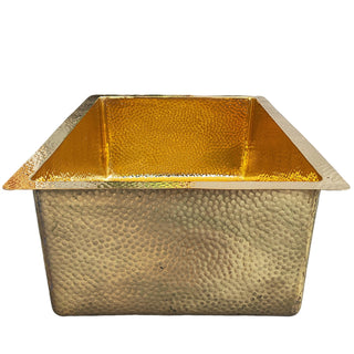SINDA Luxury Polished Brass Light Hammered Kitchen Sink.