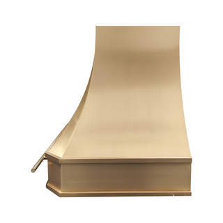 sleek custom brushed brass kitchen range hood