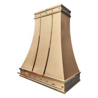 kitchen brushed brass range hood designed to bring minimalist luxury to kitchen