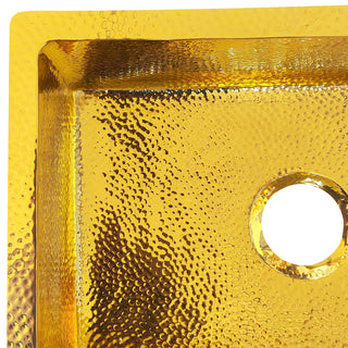 SINDA Luxury Polished Brass Light Hammered Kitchen Sink Detail.