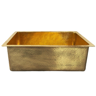 SINDA Luxury Polished Brass Light Hammered Kitchen Sink.
