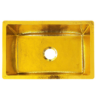 SINDA Luxury Polished Brass Light Hammered Kitchen Sink