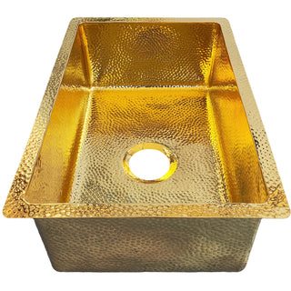 SINDA Luxury Polished Brass Light Hammered Kitchen Sink.