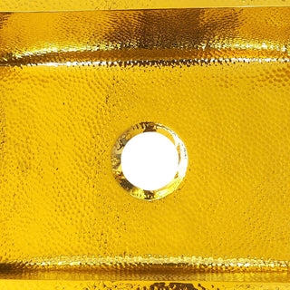 SINDA Luxury Polished Brass Light Hammered Kitchen Sink Detail.