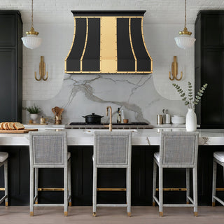 stainless steel and brass range hood