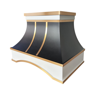 Right angle view：Black stainless steel range hood blending bold contrast with refined style for modern kitchen.