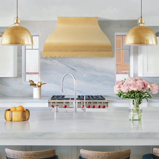Premium Handmade Scalloped Brushed Brass Range Hood