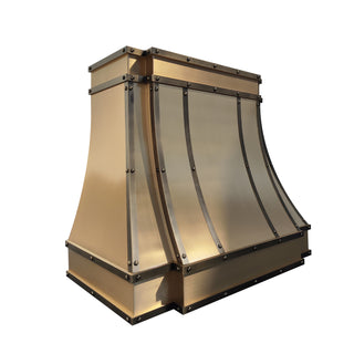 Custom Kitchen Range Hood in Brushed Brass Stainless Steel 