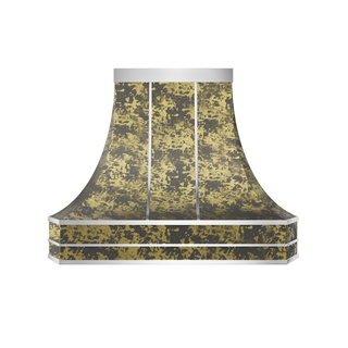 Decorative wall stainless steel range hood with a camouflage pattern