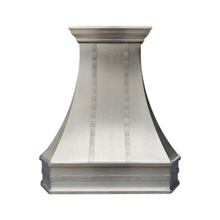 stainless steel range hood with sleek straps