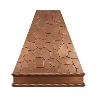 SINDA custom copper range hood with all-over stone-inspired pattern