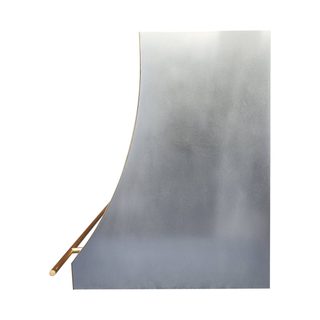 Right side view: Brushed zinc range hood showcasing its side profile for minimalist modern kitchen aesthetics