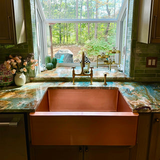 [CUSTOM] SINDA Single Bowl 14 Gauge Farmhouse Apron Copper Kitchen Sink KSA-1