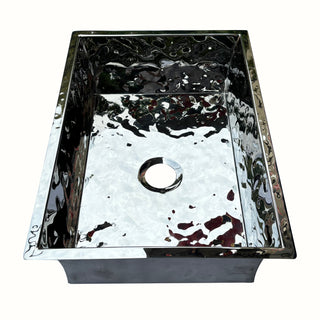 SINDA Single Bowl Water Ripple Hammered Undermount Stainless Steel Sink-KSS