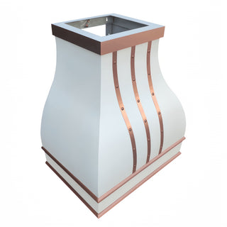 Elegant White Range Vent Hood trimmed for Aesthetic & Function