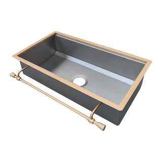 SINDA stainless steel kitchen sink with gold faucet 