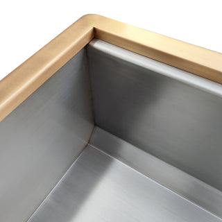 Close-up of a stainless steel kitchen sink