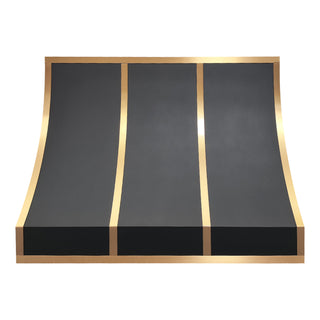 Luxury Sloped Stainless Steel Range Hood with Brass Accessory