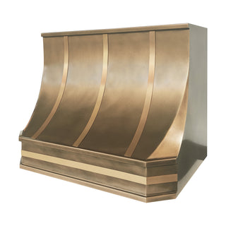luxury aged brass stove vent hood in modeen kitchen