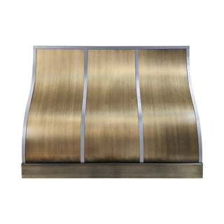 modern kitchen antique brass range hood with stainless steel straps