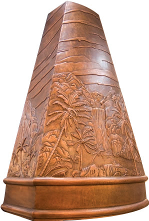 a decorative copper kitchen range hood