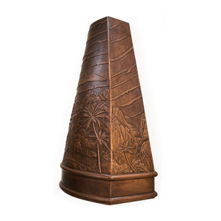 unique custom copper kitchen range hood with palm tree pattern 