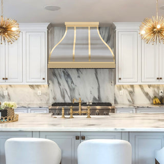 SINDA Brushed Stainless Steel Custom Vent Hood with Brass Straps