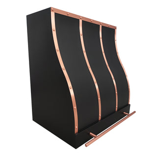 Black Metal Range|Natural Copper Straps|Custom Kitchen Hood|SINDA