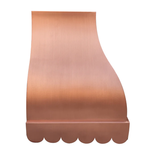 SINDA Scalloped Copper Range Hood Wall Mount In Stock, 30"W x 21"D x 27"H-H32
